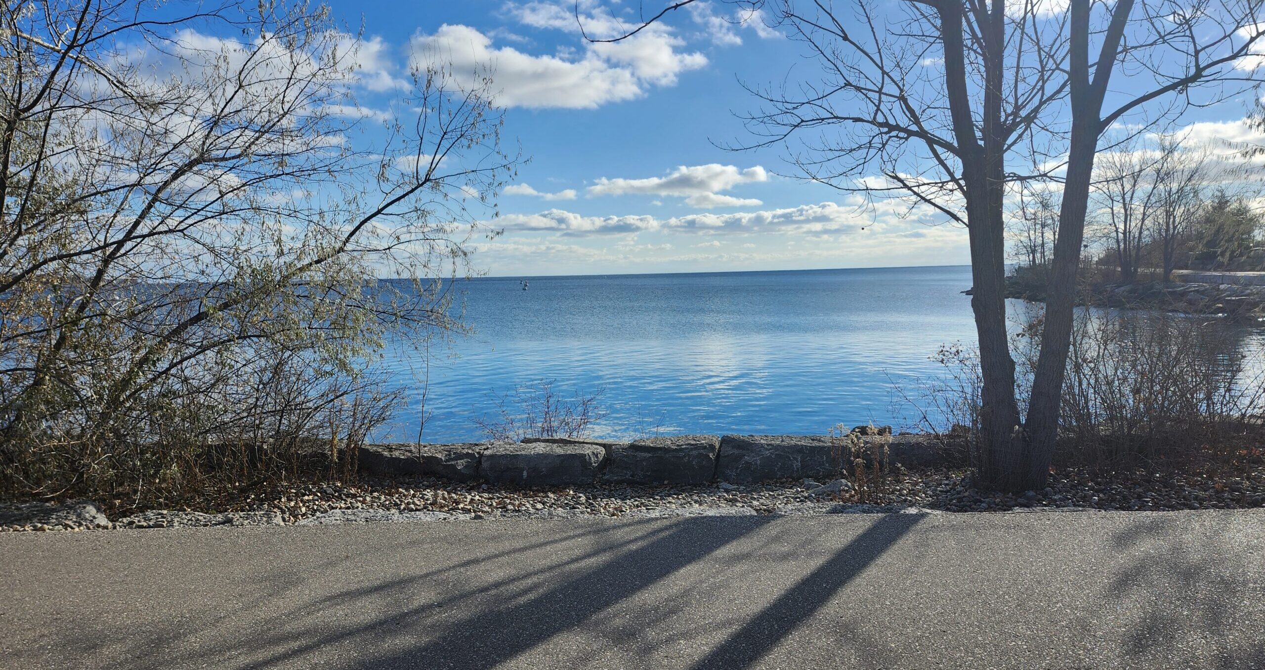 View of Lake Ontario from path in Trillium Park