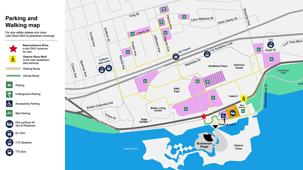Ontario Place Budweiser Stage Parking Map 2024